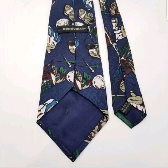 Momento Uno Navy Blue Golfing Golf Clubs Ball Tie - Picture 5 of 5